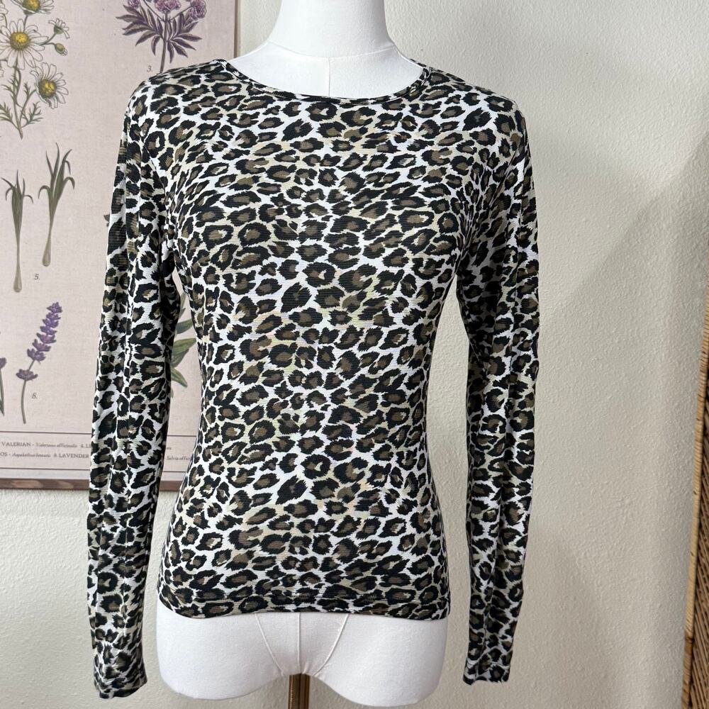Vintage 90s Y2k Silk Leopard Mesh Top Sexy Trashy Indie Sleaze McBling Gyaru S M